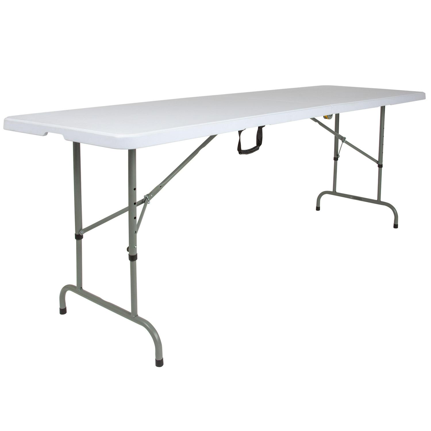 Flash Furniture 8Foot Height Adjustable BiFold Granite White Plastic Banquet and Event Folding Table with Carrying Handle  Crowdfused