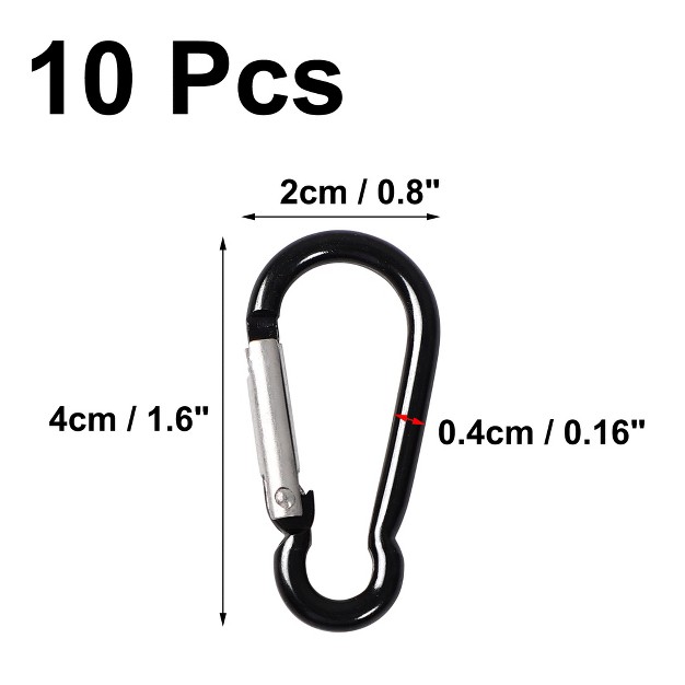 Unique Bargains Travel Camping Hiking Aluminum Clip Hook D ring Keychain Carabiner 10 Pcs Black