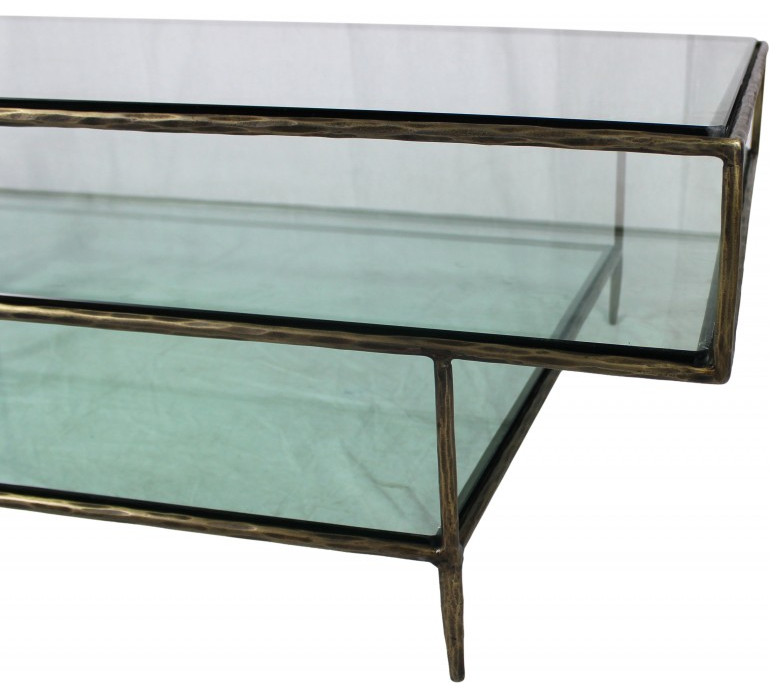 Clear Glass Triple Layered Coffee Table   Contemporary   Coffee Tables   by UStradeENT LLC  Houzz