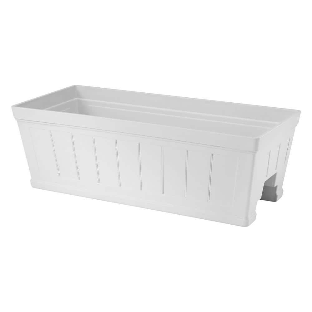 Vigoro 28 in. Eden Medium White Resin Window Box Rail Planter (28 in. L x 12 in. W x 12 in. H) HD1116-089