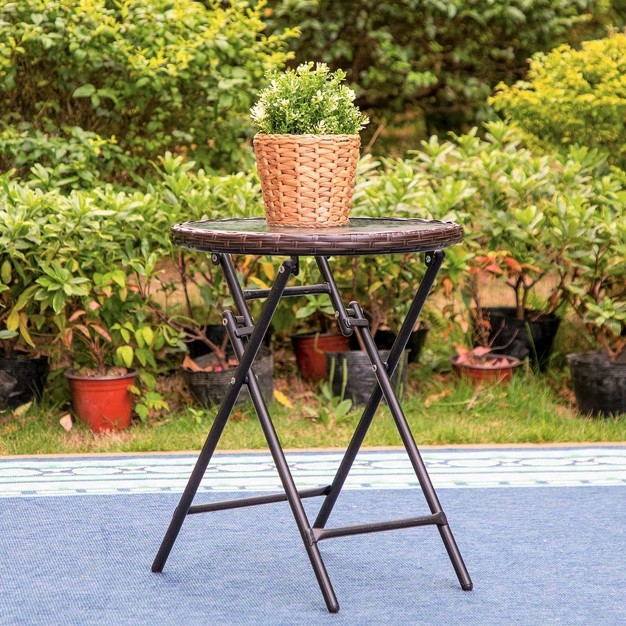 Outdoor Coffee Table With Rattan Tabletop Captiva Designs