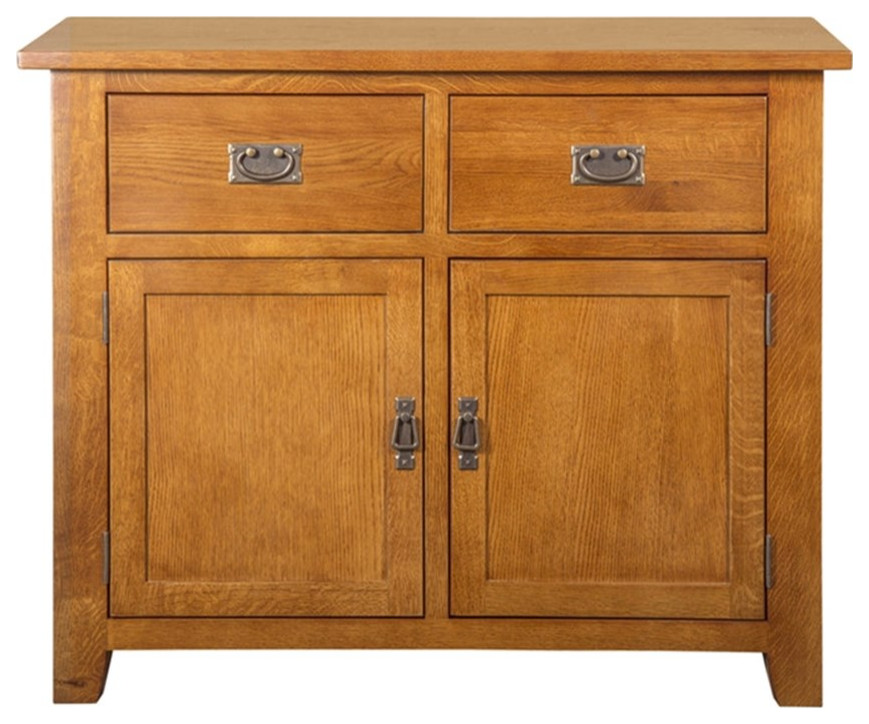 Crafters and Weavers Arts and Crafts 2 Drawer Solid Wood Cabinet in Cherry   Craftsman   Accent Chests And Cabinets   by Homesquare  Houzz