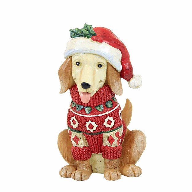 Jim Shore Christmas Dog Mini One Figurine 3 25 Inches Heartwood Creek Holidays 6012962 Resin Multicolored