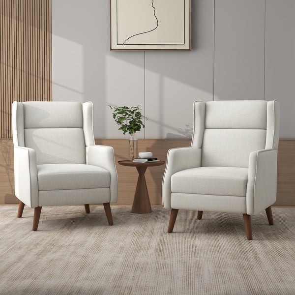 Modern High Back Cotton Linen Accent Chair