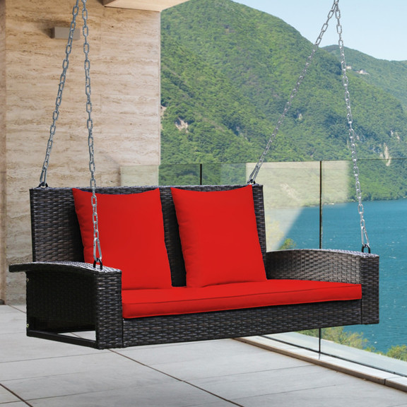 Costway 21476893 2 Person Patio Rattan Porch Swing...