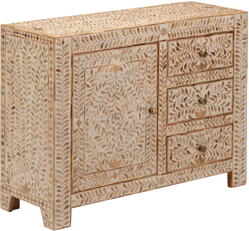 Splendid Wood Inlay Accent Cabinet