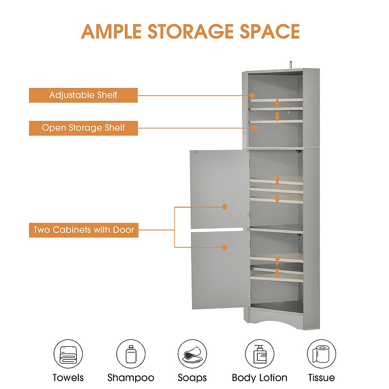 Merax Tall Bathroom Corner Cabinet