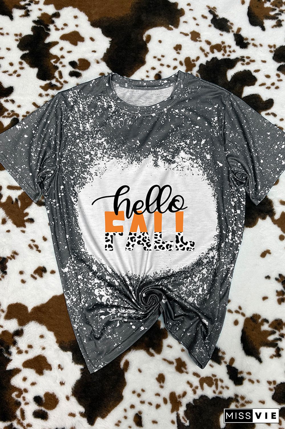 Hello Fall Leopard Graphic Tee Wholesale