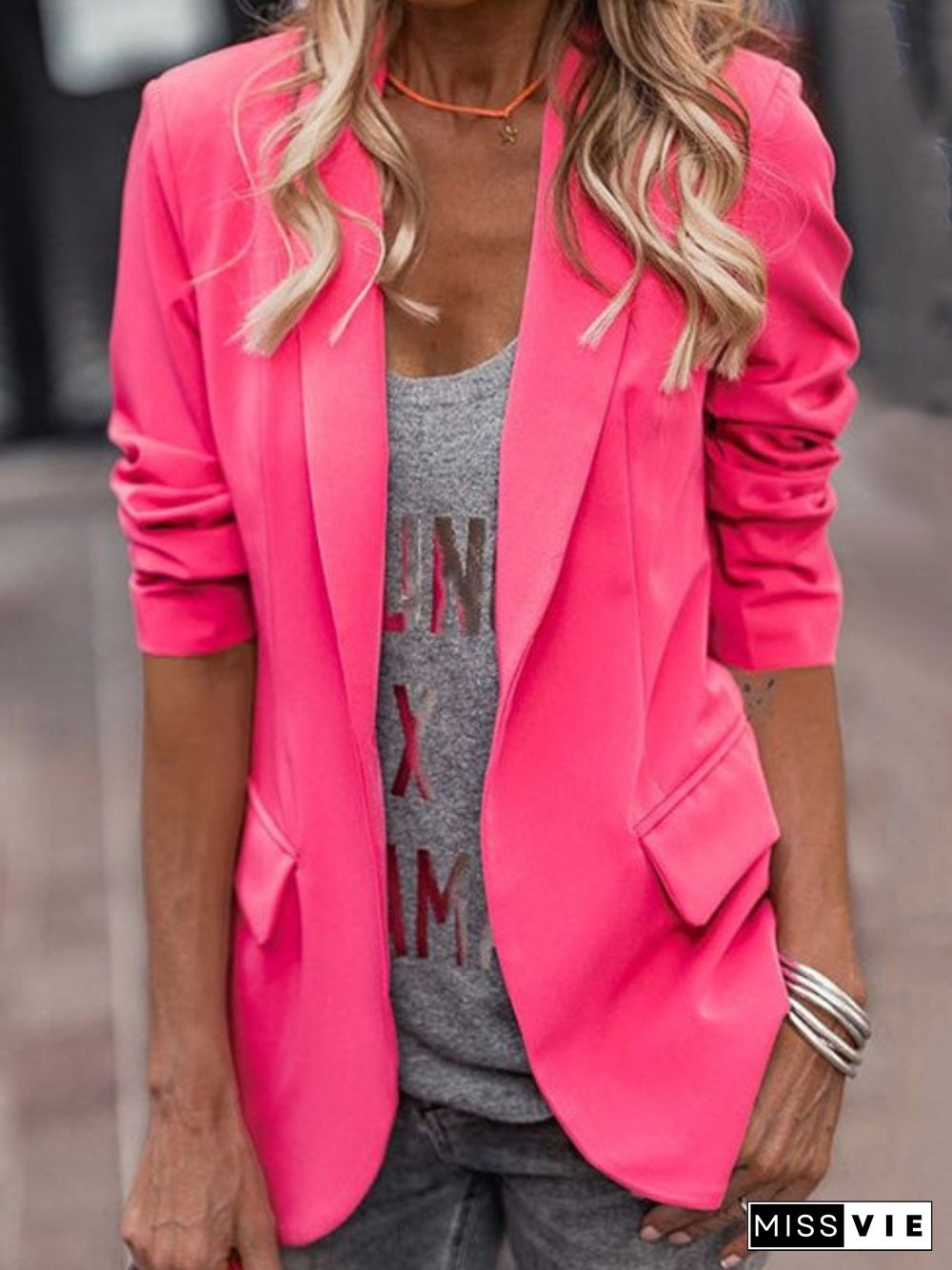 Casual Long Sleeve Outwears Blazer