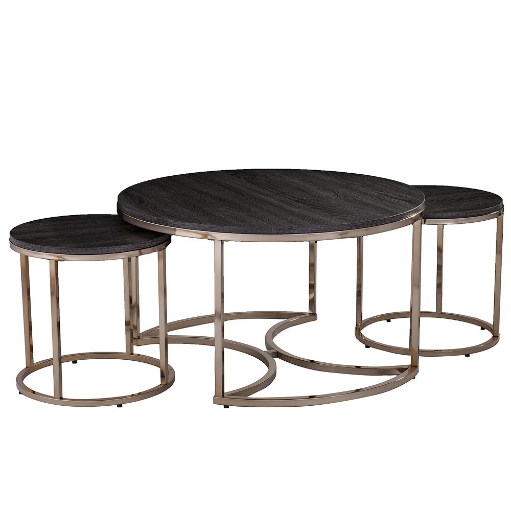 Southern Enterprises Lachlan Round Nesting Coffee Table 3-piece Set