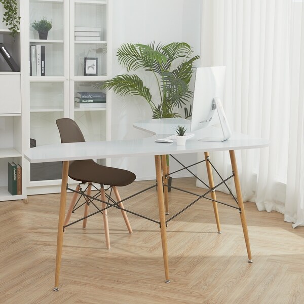 Allan Plastic Side Dining Chair with Wooden Legs Set of 2， Brown - 18.5