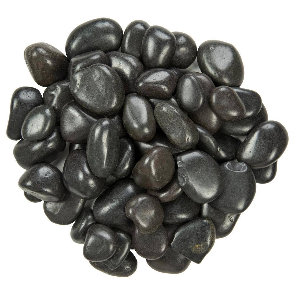 MSI Black Polished Pebbles 0.5 cu. ft . per Bag (1 in. to 2 in.) Bagged Landscape Rock (55 bagsCovers 22.5 cu. ft.) QBLK5POL40FP