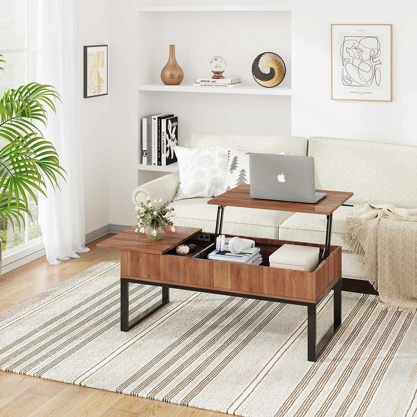 Lift Top Coffee Table with Storage and Slide Drawer