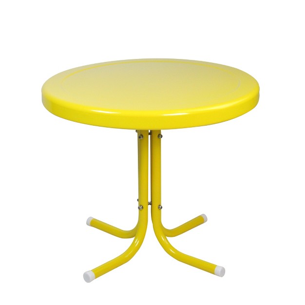 Outdoor Retro Metal Tulip Side Table Yellow