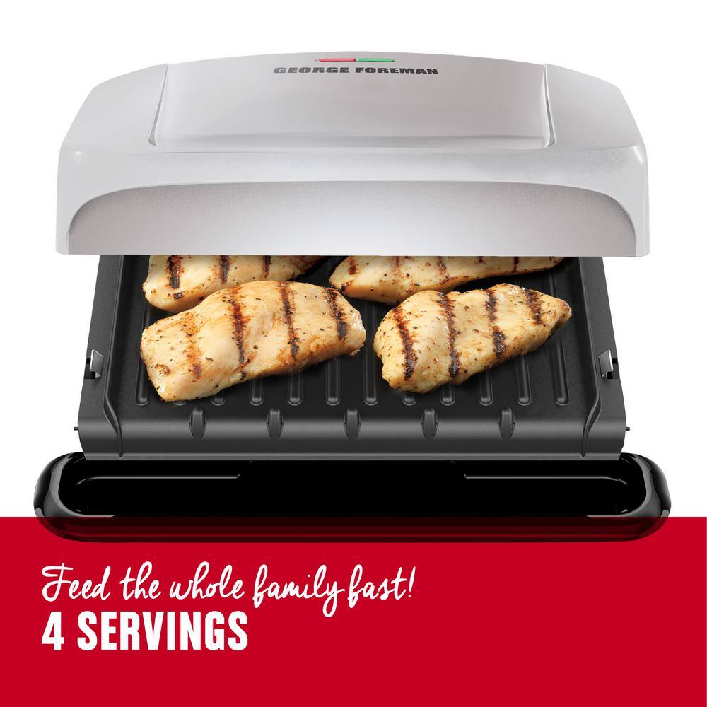 George Foreman 4 Serving Silver Electric Indoor Grill and Panini Press 986118636M