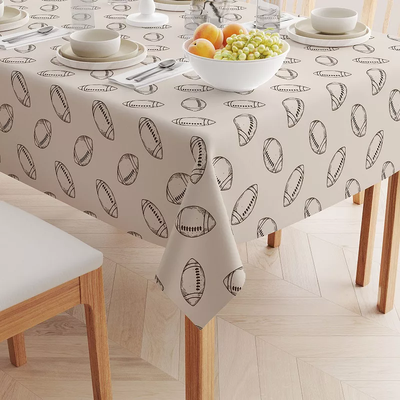 Square Tablecloth， 100% Polyester， 60x60， Football Sketch