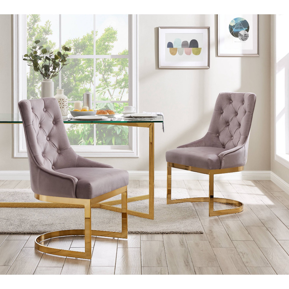 2 Pack Elegant Dining Chair  Soft Velvet Seat  ampCurved Tufted Back   Contemporary   Dining Chairs   by Decor Love  Houzz