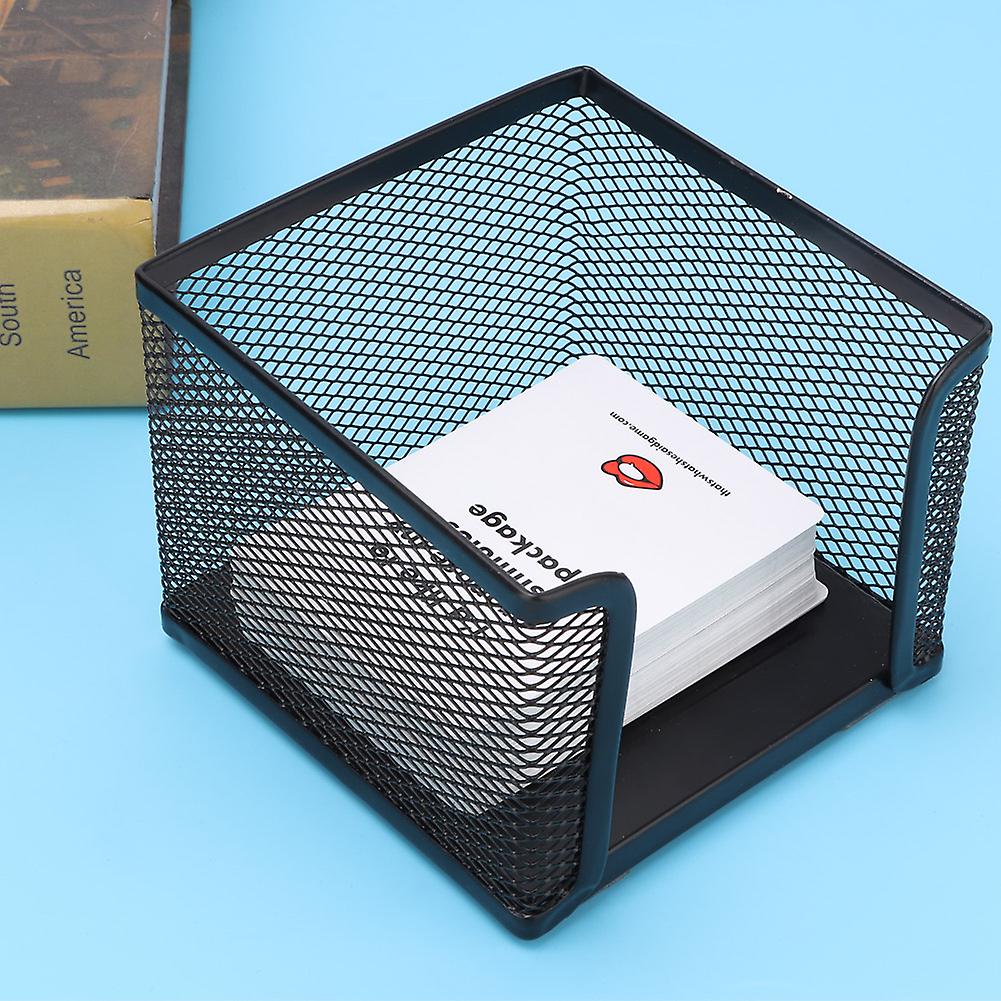 Office Business Metal Mesh Sticky Note Box Desk Shelf Card Holder Case Stand Organizer