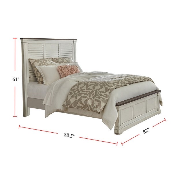 Panel Eastern King Bedroom Set in Dark Rum and White - - 36135683