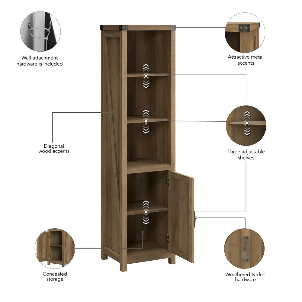 Knoxville Tall Narrow 5 Shelf Bookcase with Door by Bush Furniture