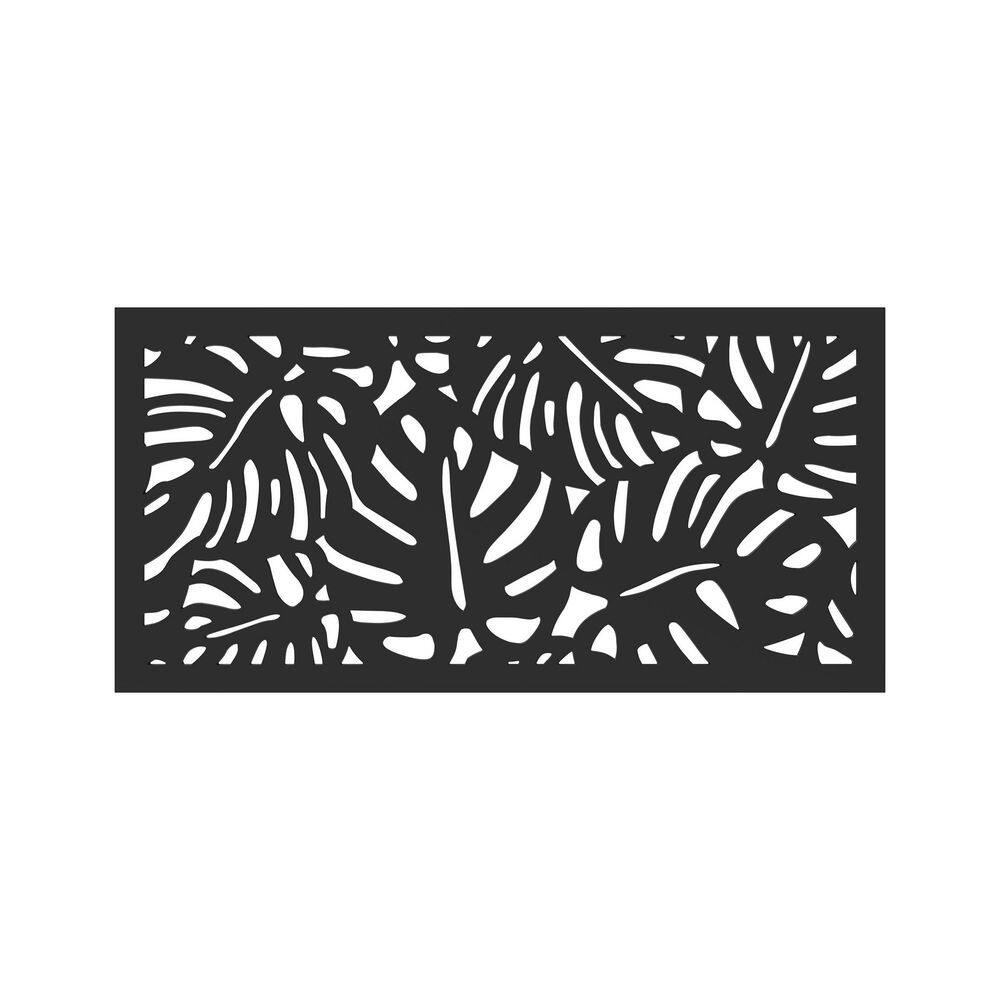 DESIGN VU Tropics 4 ft. x 2 ft. Charcoal Recycled Polymer Decorative Screen Panel Wall Decor and Privacy Panel DVU2406C