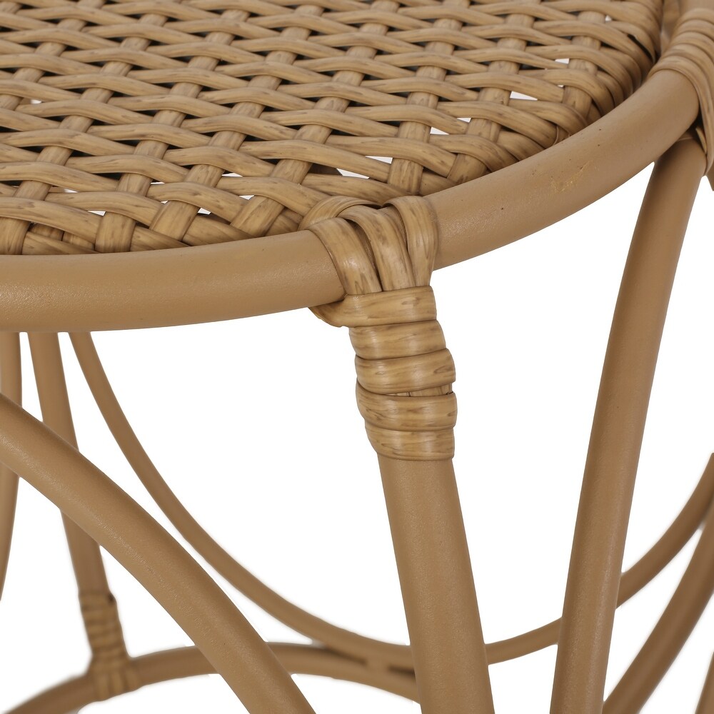 Juan Outdoor Wicker and Iron Side Table by Christopher Knight Home