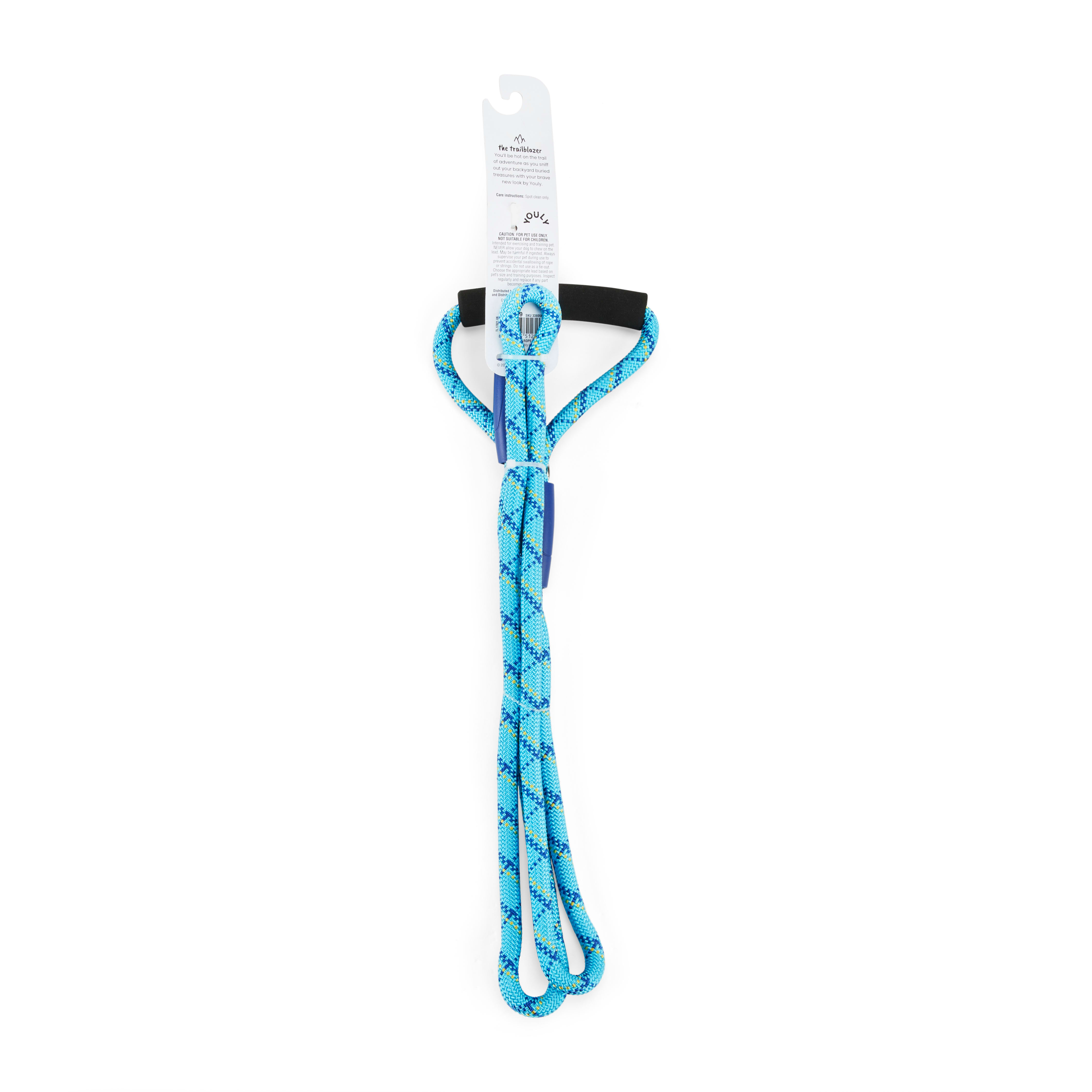 YOULY The Trailblazer Turquoise  Navy Rope Dog Leash， 6 ft.