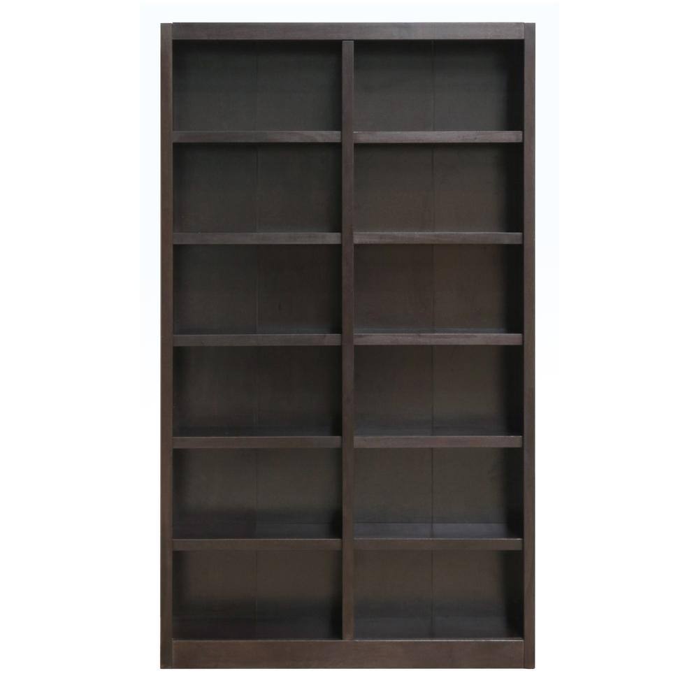 Concepts In Wood 84 in. Espresso Wood 12-shelf Standard Bookcase with Adjustable Shelves MI4884-E