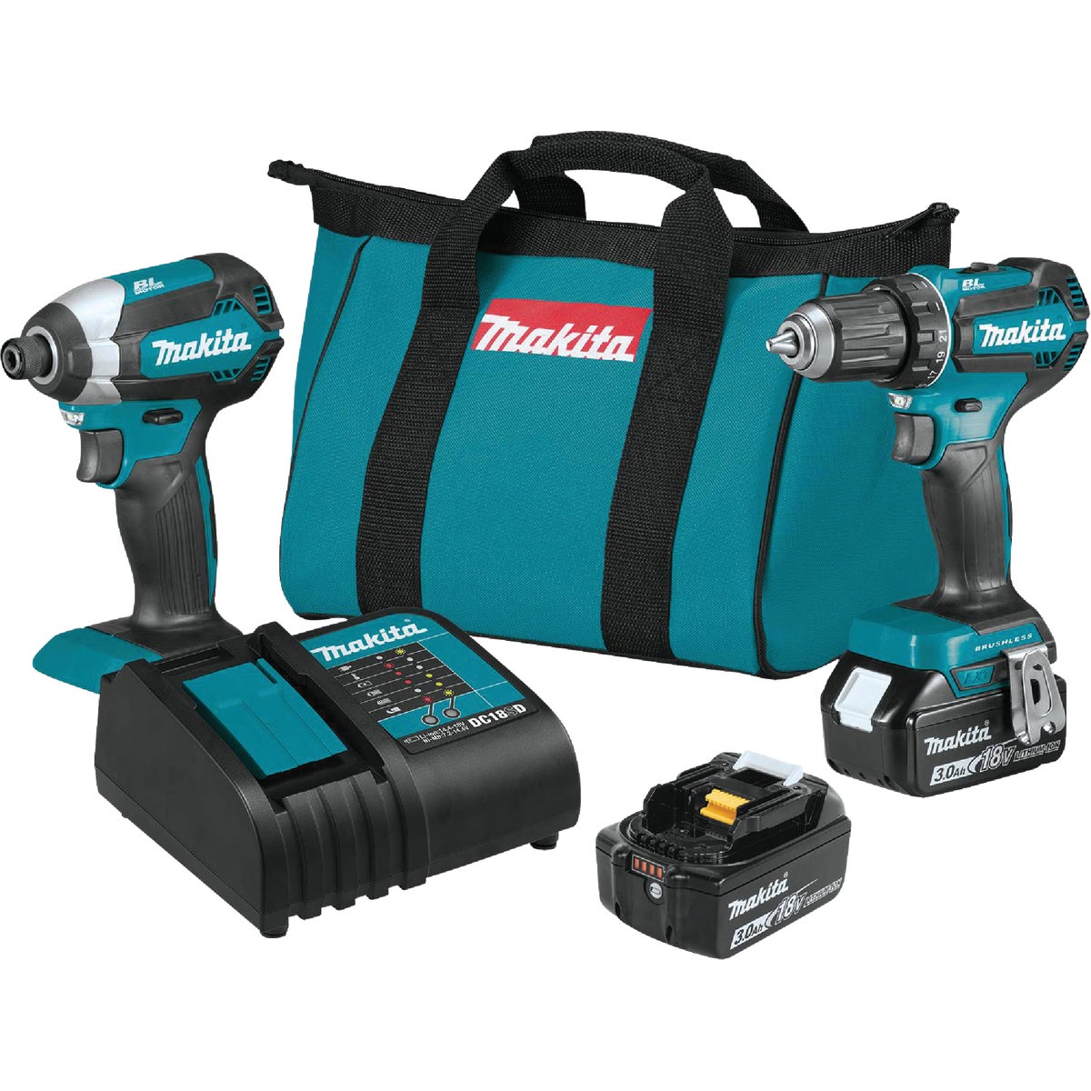 Makita 2-Tool Compact Drill Driveramp Impact Driver Cordless Tool Combo Kit