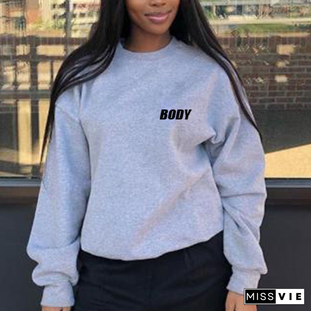 Letter Printed Long Sleeve Casual Sweatshirts