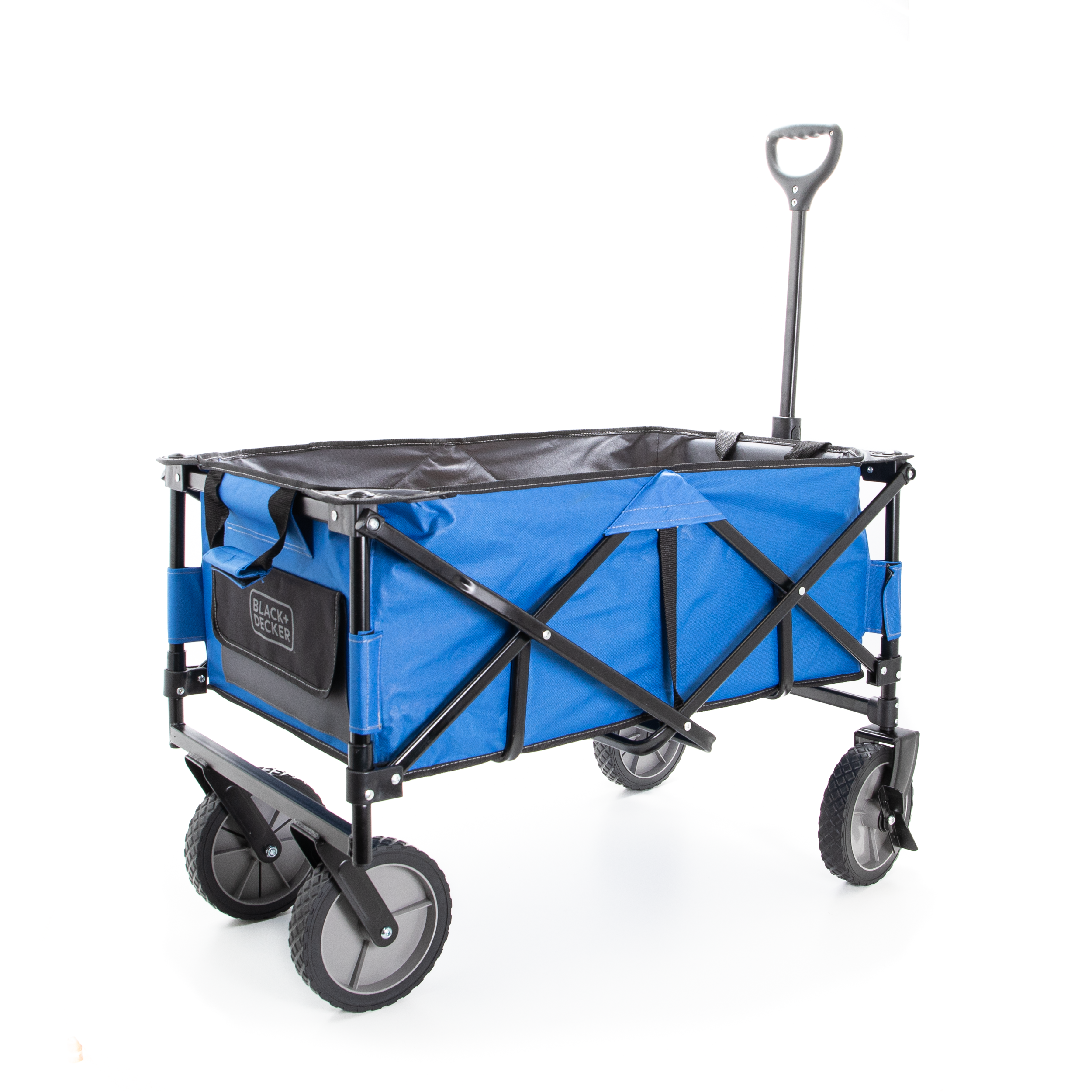 Collapsible Storage Cart, Folding Utility Wagon, Holds up to 176 lbs., Blue