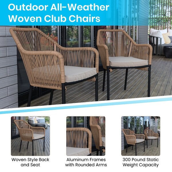 Woven Indoor/Outdoor Stacking Club Chairs