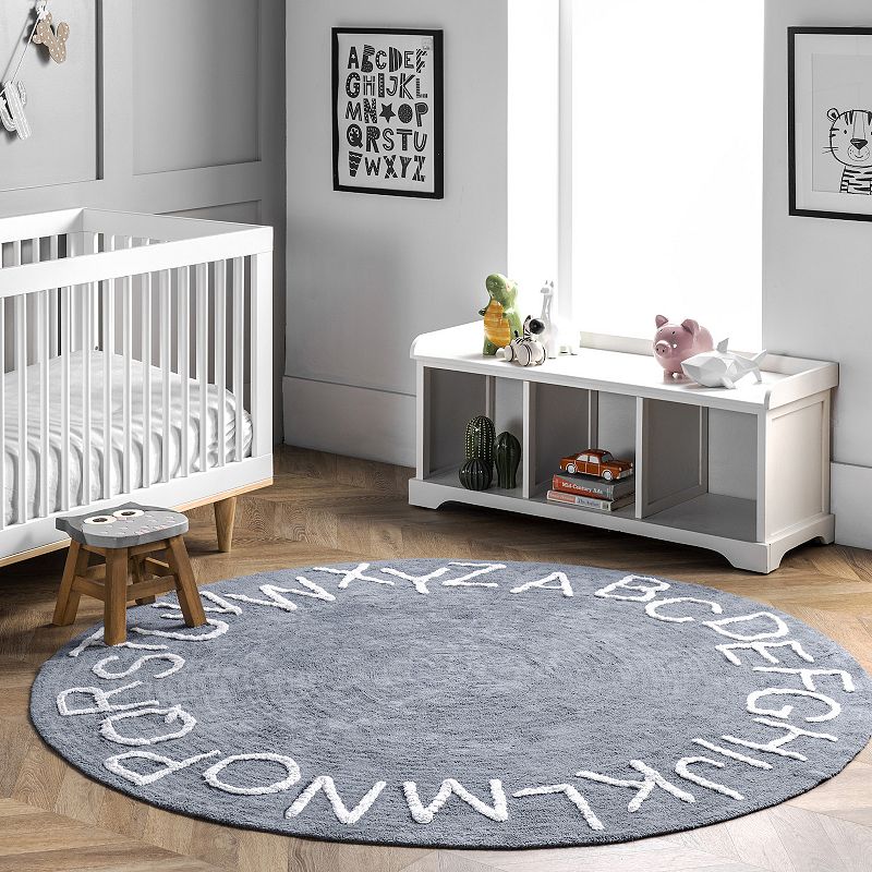 nuLoom Kids Washable Round Alphabet Rug