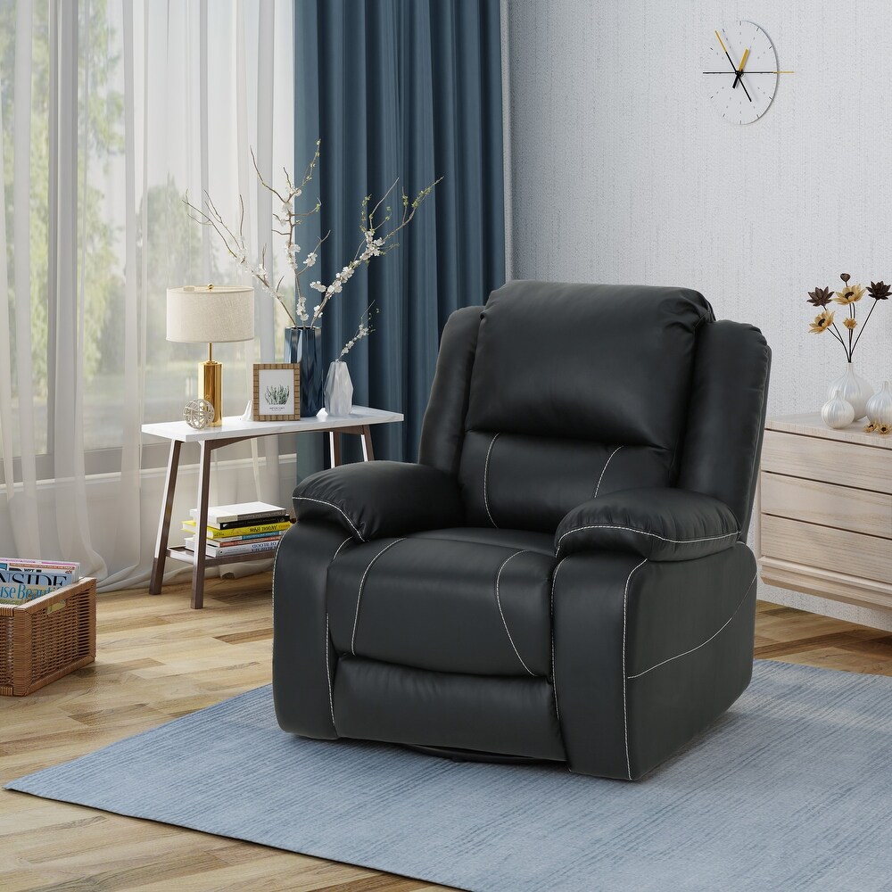 Malic Tufted Faux Leather Swivel Recliner by Christopher Knight Home