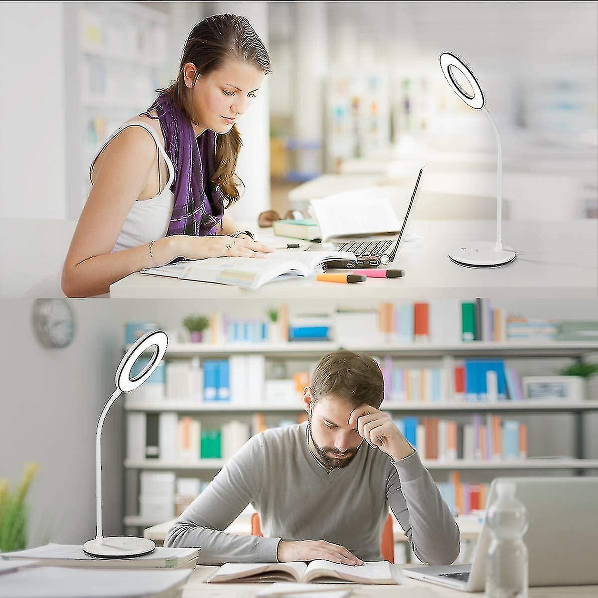 Led Desk Lamp Eye-caring Table Lamp， 3 Color Modes With 3 Levels Of Brightness， Dimmable Office Lamp With Adapter， Touch Control Sensitive