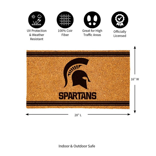 Evergreen Michigan State University Logo Turf Mat Brown 28 X 16 Inches Indoor Outdoor Doormat