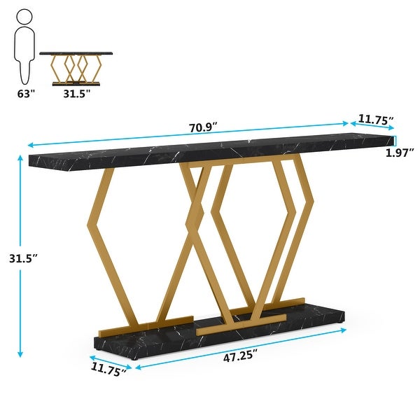 70.9 Inch Long Sofa Console Table for Entryway，Modern Hallway Accent Tables with Stylish Metal Legs