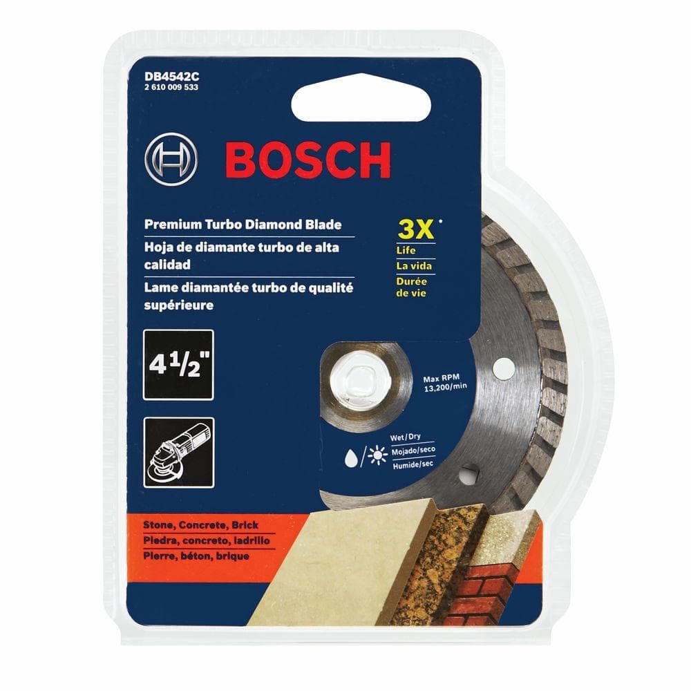 Bosch 4-1/2 in. Small Angle Grinder Premium Turbo Rim Diamond Blade for Smooth Cut for Concrete and Masonry Materials DB4542C