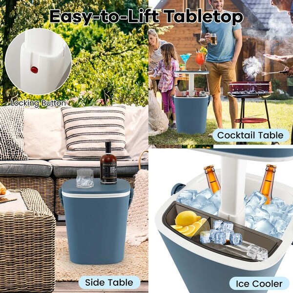 Costway 4 Gallon Portable Cooler Bar Table with Handle Bottle Opener and