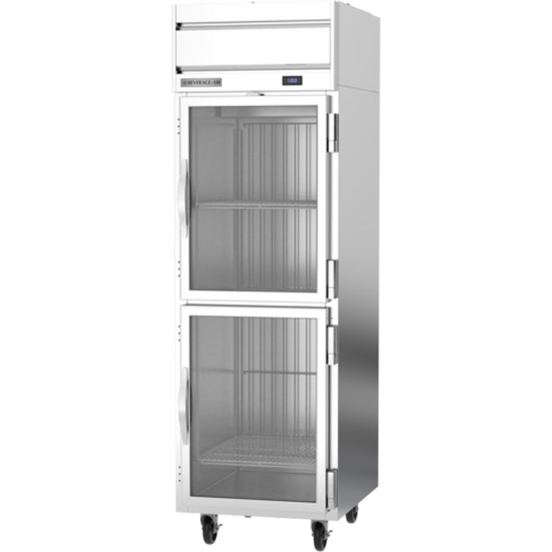 Beverage-Air HFPS1HC-1HG Reach-In Freezer， Horizon Series， 2 Glass Half-Doors， 1-Section， Stainless Steel Sides