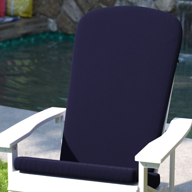 Merrick Lane Set Of 2 Indoor outdoor High Back Adirondack Chair Cushions With Elastic Strap And Water Resistant Covers