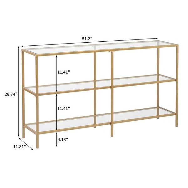 Metal Frame Console Table with Tempered Glass Living Room， Hallway