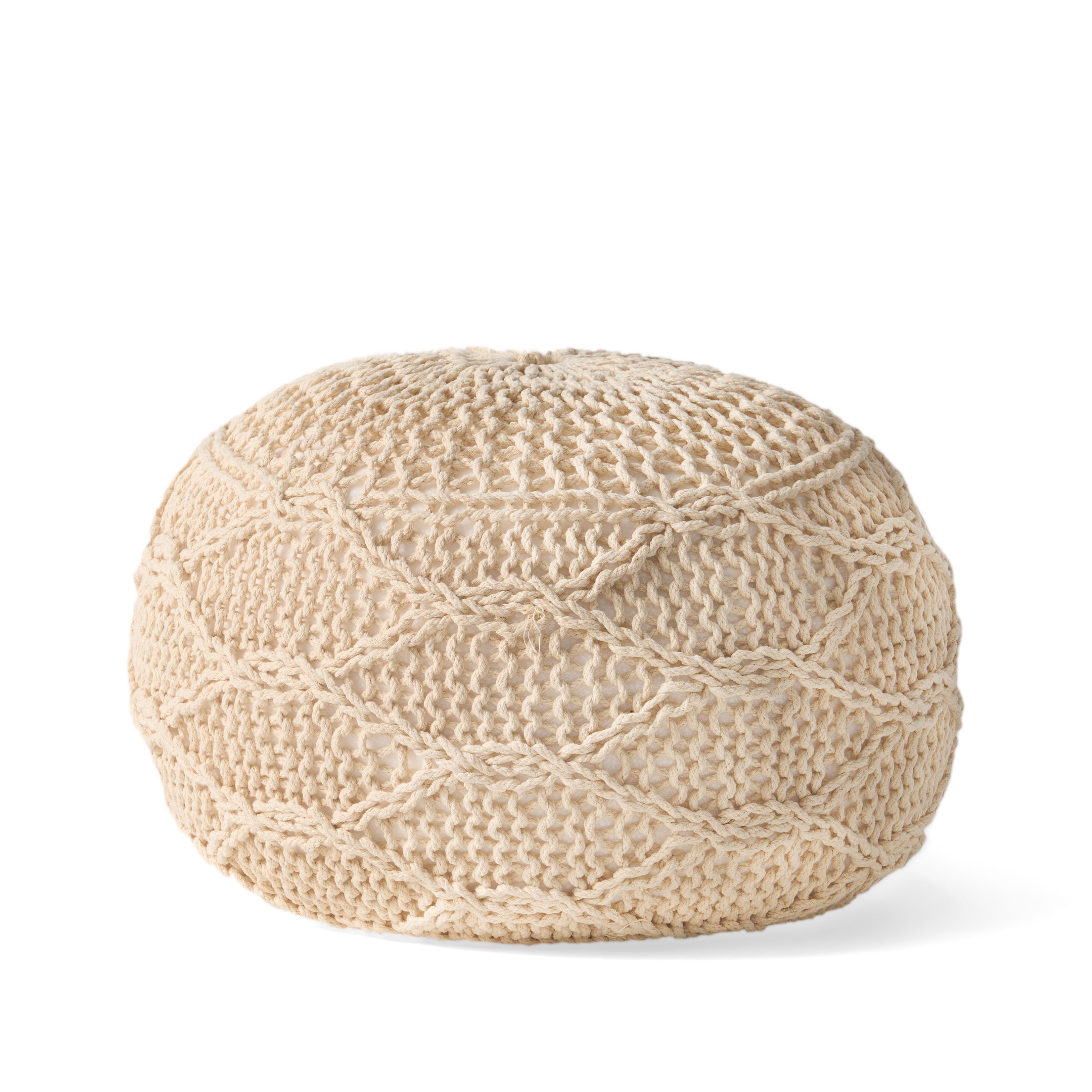 Woodbine Modern Knitted Cotton Round Pouf