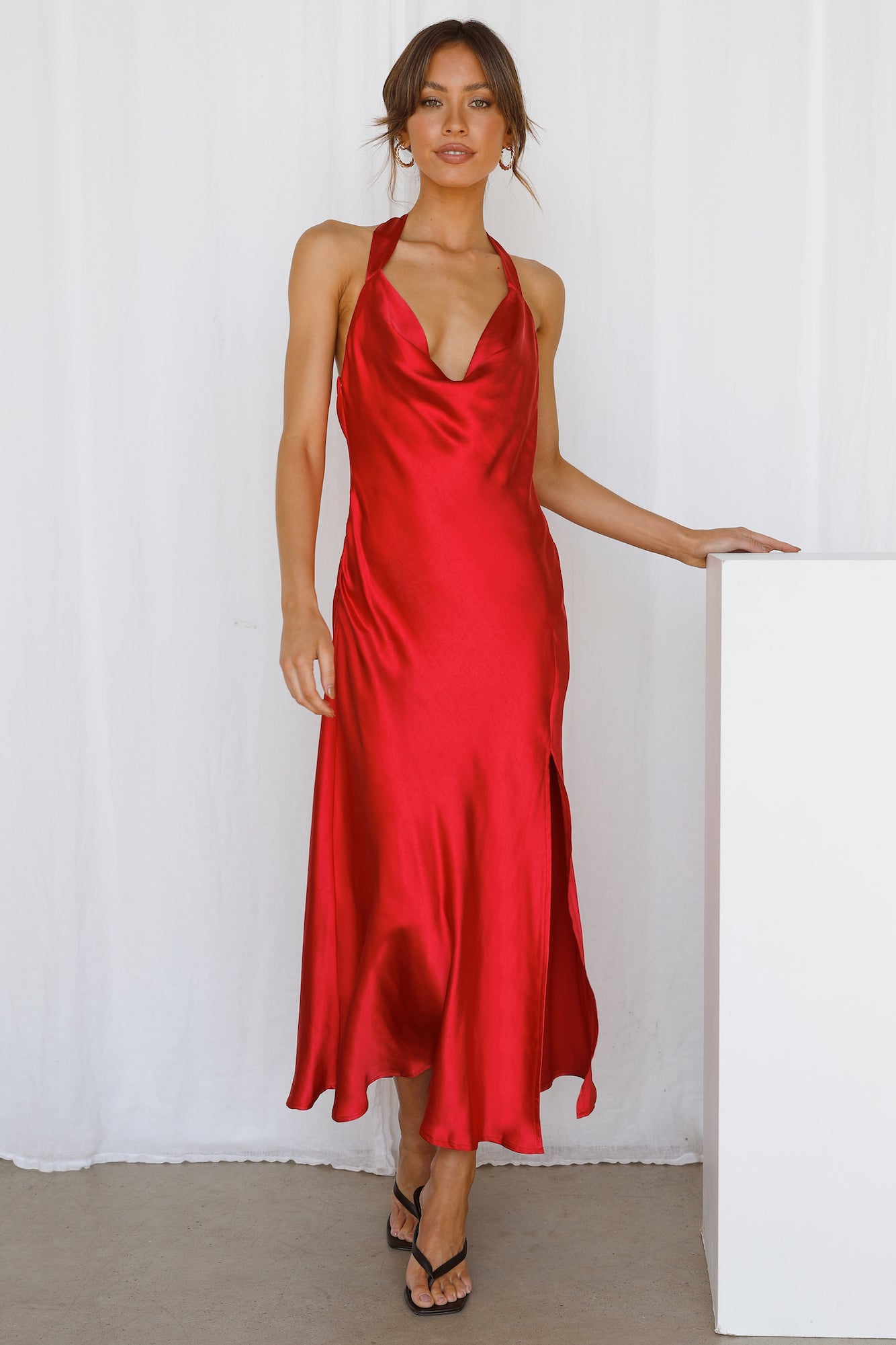 Satin Love Midi Dress Wine