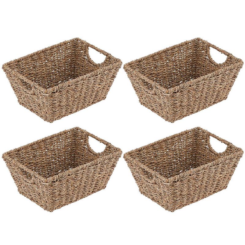 mDesign Woven Seagrass Nesting Kitchen Storage Basket Bins - 4 Pack