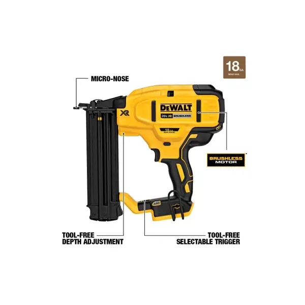 DEWALT 20V MAX XR 18 Gauge Brad Nailer