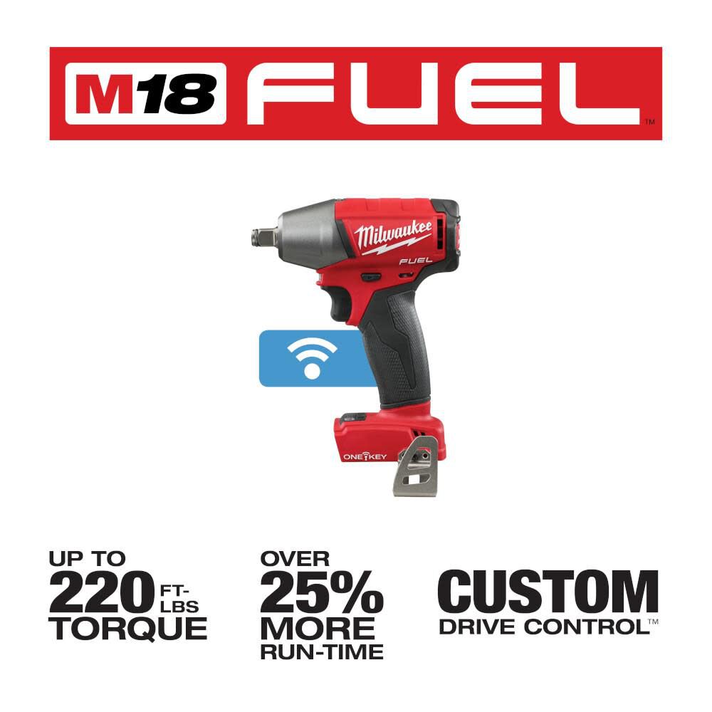 Milwaukee M18 FUEL 1/2 In. Compact Impact Wrench with Friction Ring with ONE-KEY 2759B-20 from Milwaukee