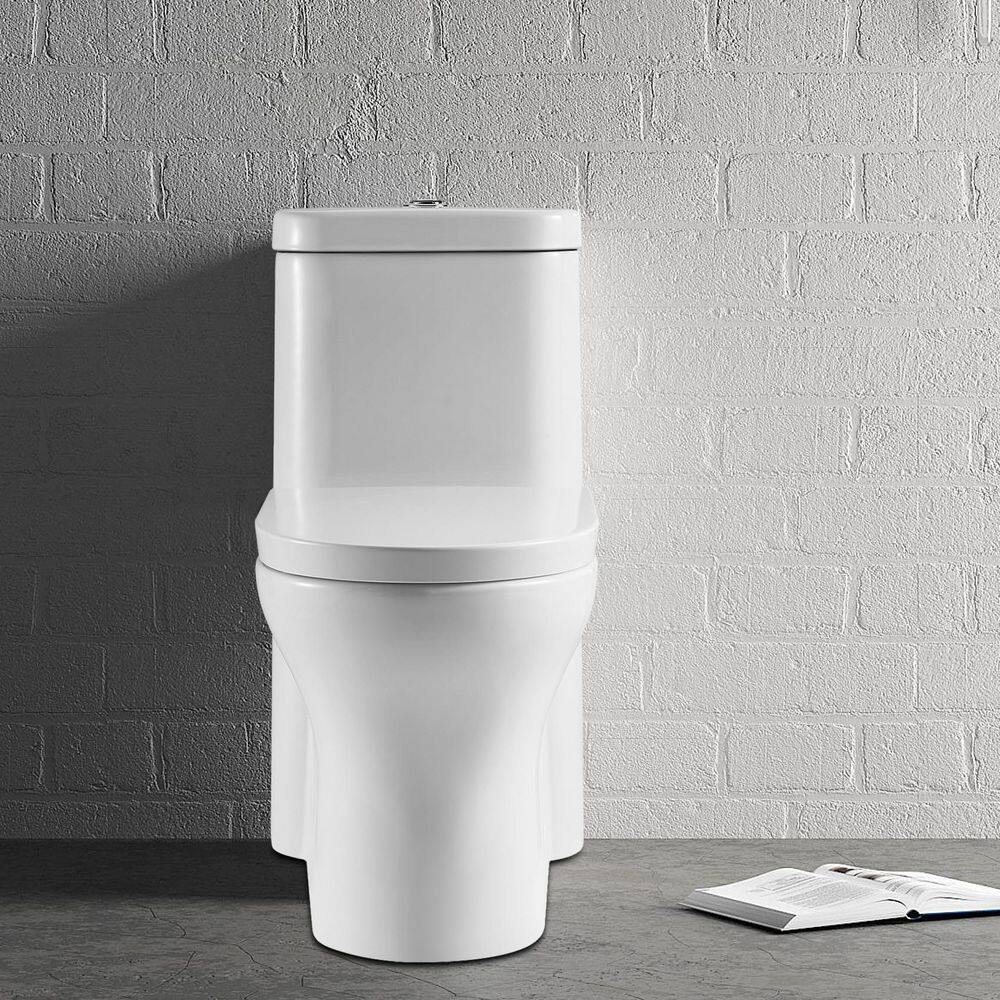 UPIKER Modern 12 in. Rough-In 1-piece 1.27 GPF Dual Flush Elongated Toilet in White Seat Included UP2210TOW12207