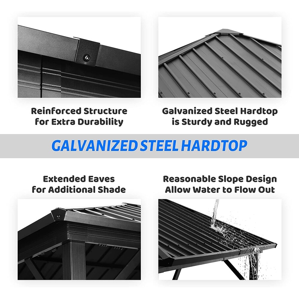 Outdoor Steel Gazebo Galvanized Steel Roof Aluminum Post Hardtop Gazebo