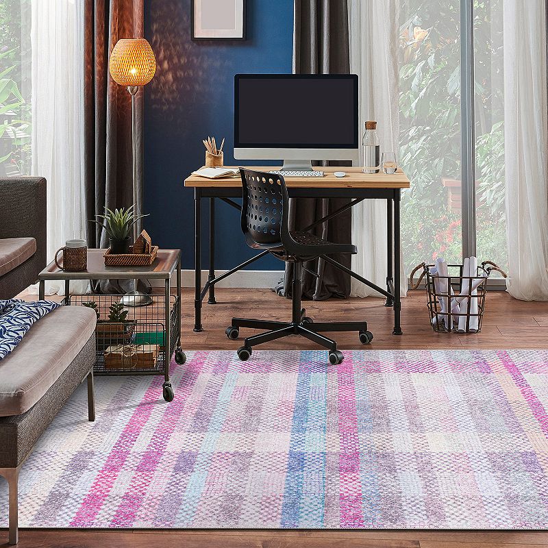 World Rug Gallery Contemporary Plaid Machine Washable Area Rug